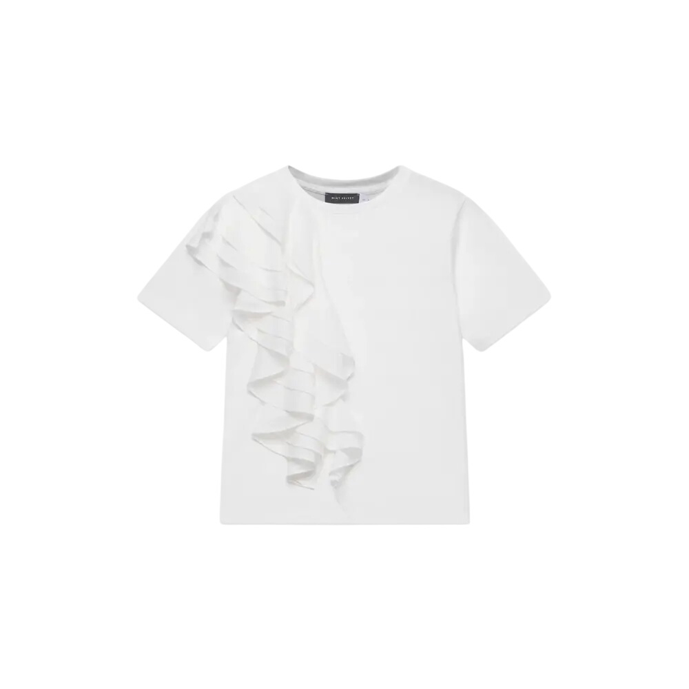 Mint Velvet White Cotton Frill T-Shirt